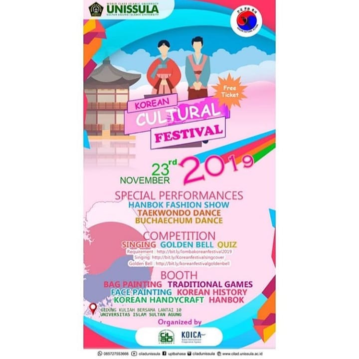 CILAD UNISSULA AND KOICA INDONESIA PROUDLY PRESENT KOREAN CULTURAL FESTIVAL 2019