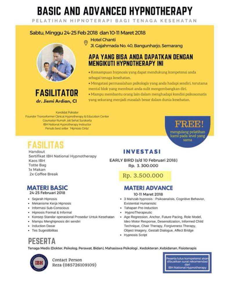 EVENT BASIC AND ADVANCED HYPNOTHERAPY IN SEMARANG