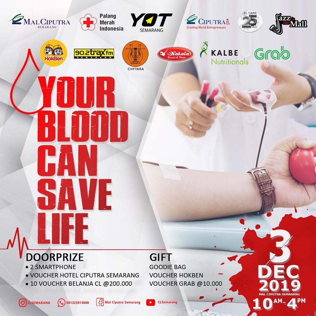 EVENT SEMARANG : ENJOY CL DONOR DARAH - YOUR BLOOD CAN SAVE LIFE