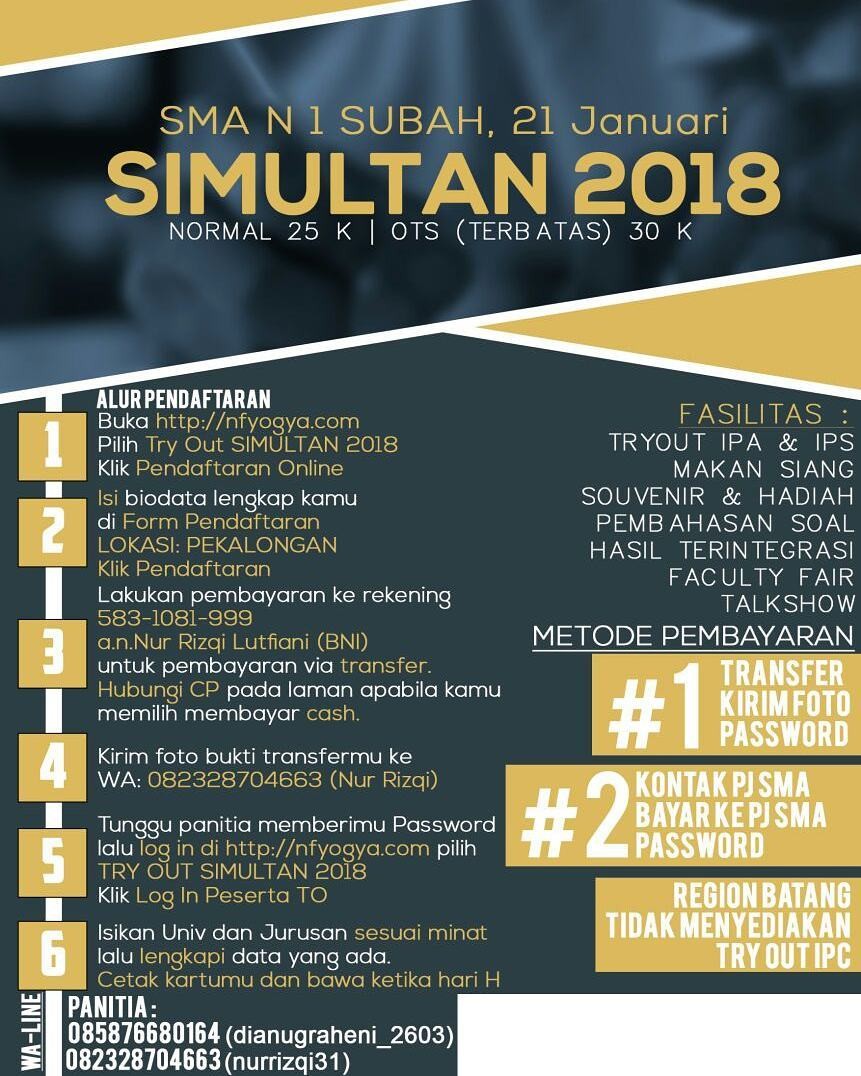 EVENT TRY OUT SBMPTN 2018 , BATANG