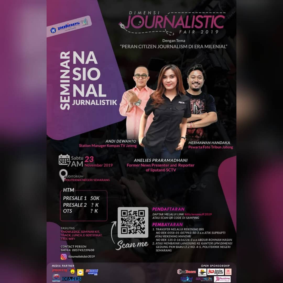 SEMINAR NASIONAL JURNALISTIK 2019 BY LPM DIMENSI POLINES