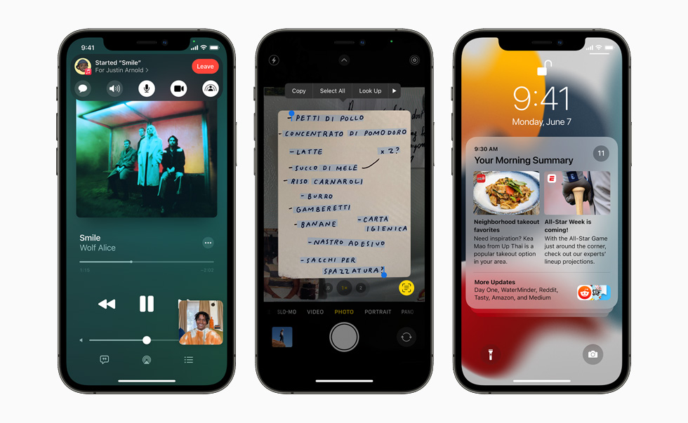 iOS 15 introduces SharePlay in FaceTime, Live Text using on-device intelligence, redesigned Notifications, and more.