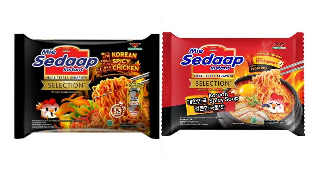 Mie Sedaap Korean Spicy Chicken dan Mie Sedaap Korean Spicy Soup /