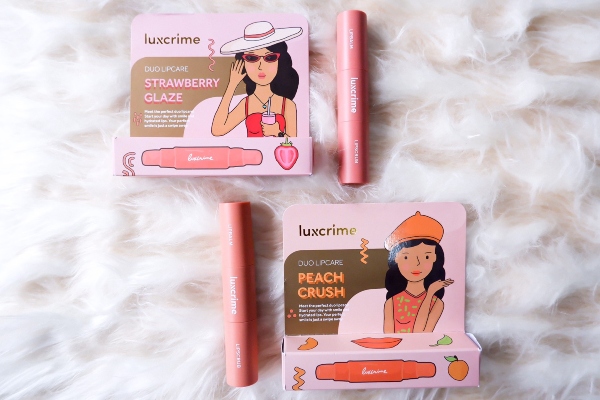 Review Luxcrime Duo Lip Care Peach Crush dan Strawberry Glaze