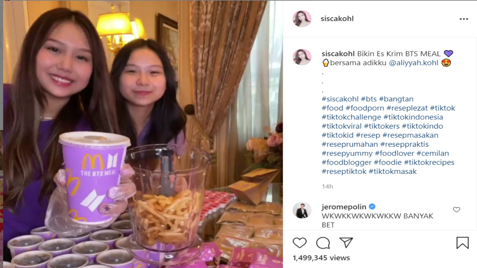 Sisca Kohl Borong Banyak BTS Meal, Netizen : Jangan jangan driver smua tadi pesenan Sisca Kohl