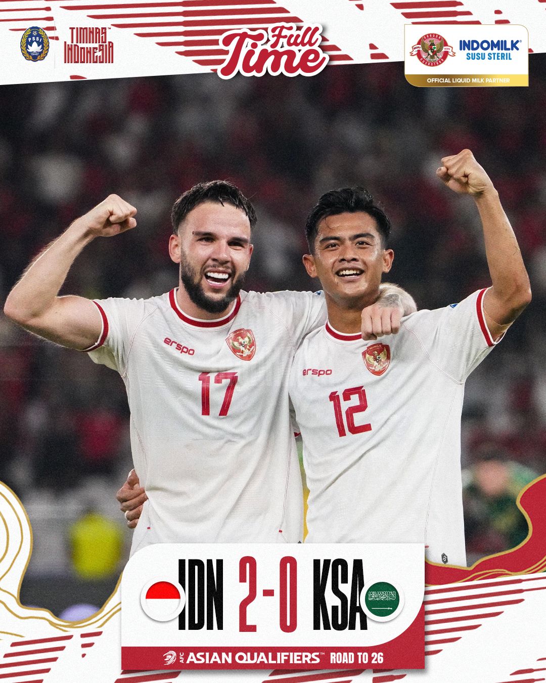 Timnas Indonesia Taklukkan Arab Saudi 2-0 di Kualifikasi Piala Dunia 2026